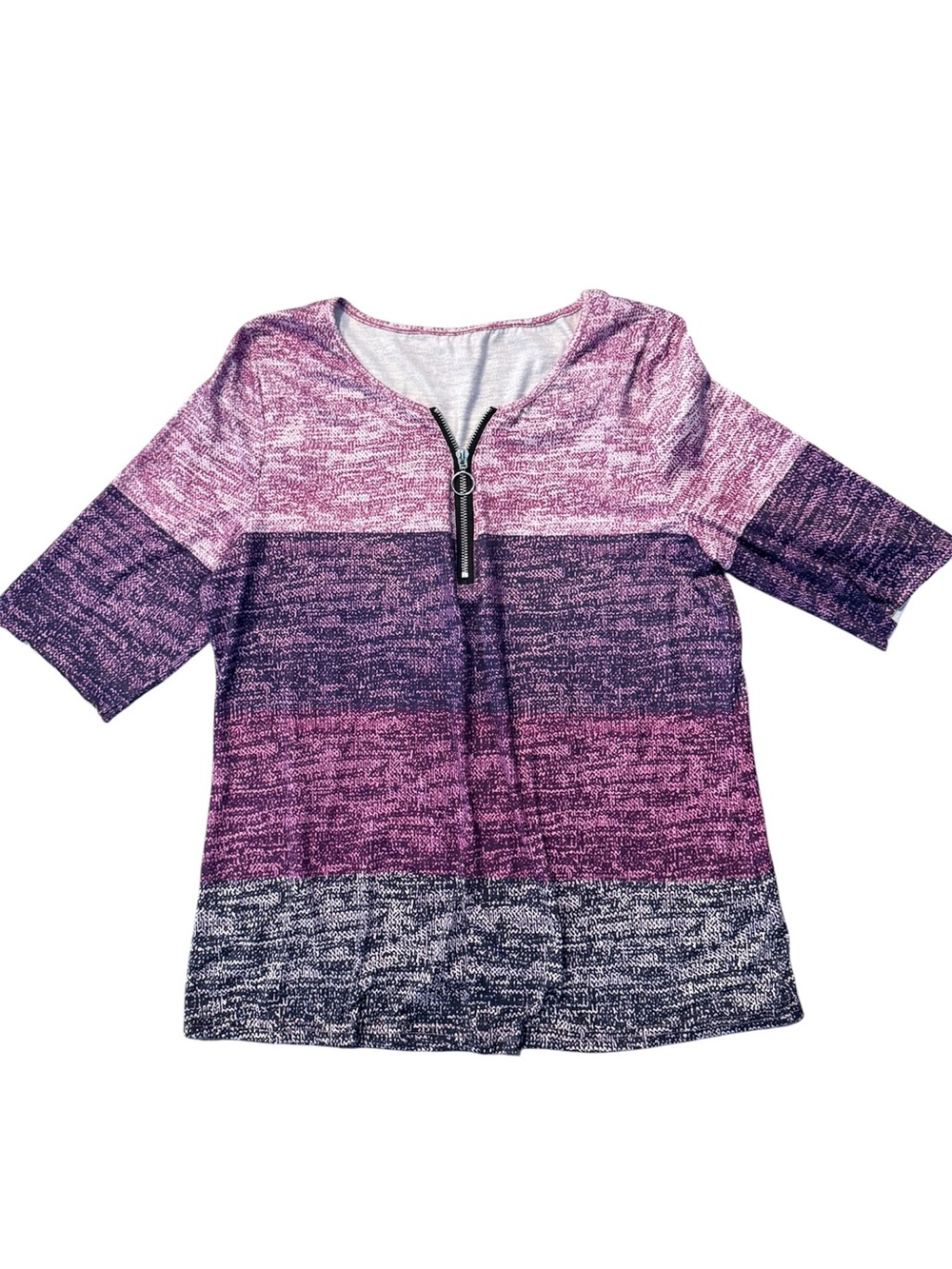 Striped Knit Half-Zip Top in Purple and Pink
